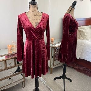 Velvet long sleeve A-line dress